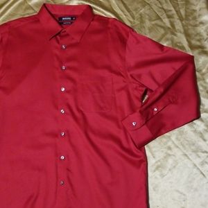 Mens Murano 17/34 Cherry Red Liquid Cotton Button